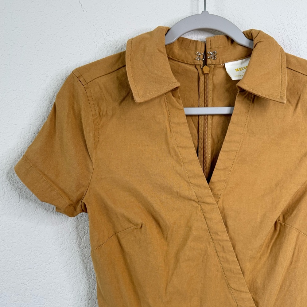 Maeve Faux-Wrap Short-Sleeve Culotte Jumpsuit Wide Leg Brown Anthropologie Sz 4‎ - Picture 2 of 6